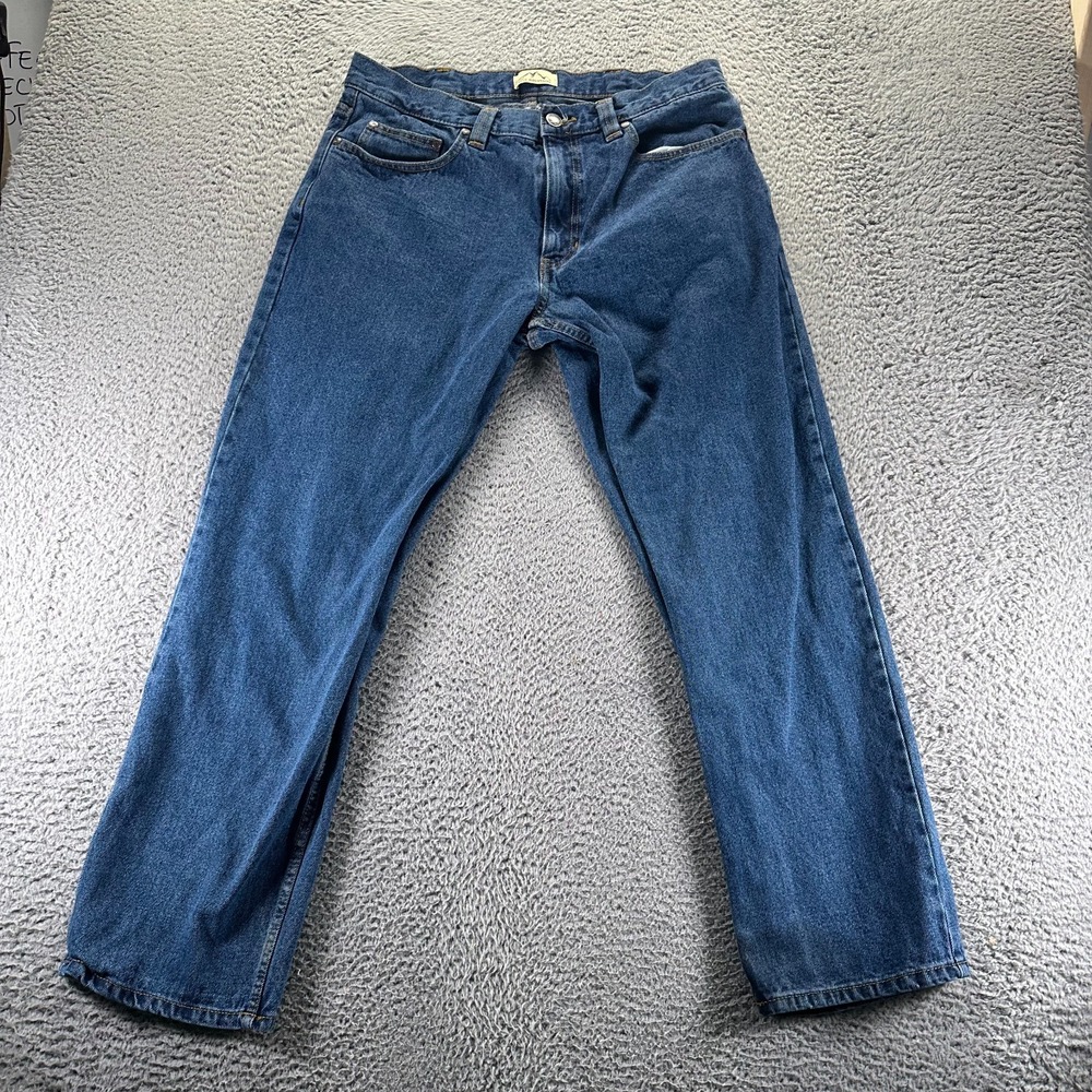 Blue Mountain Jeans Mens 36x32‎ Blue Cotton Denim Straight Leg Workwear Outdoor